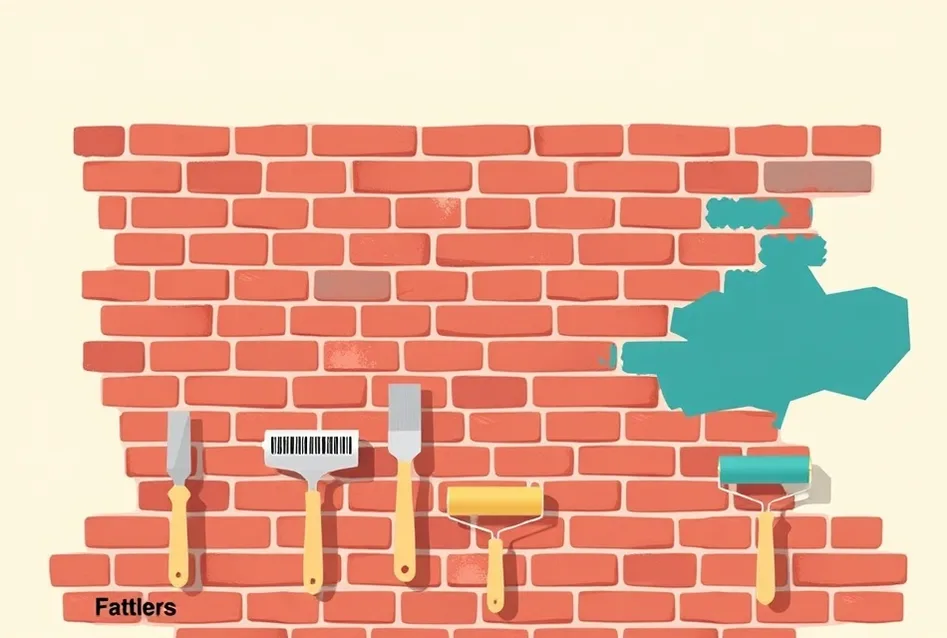 Outils de peinture disposés dans l'ordre des étapes du chantier